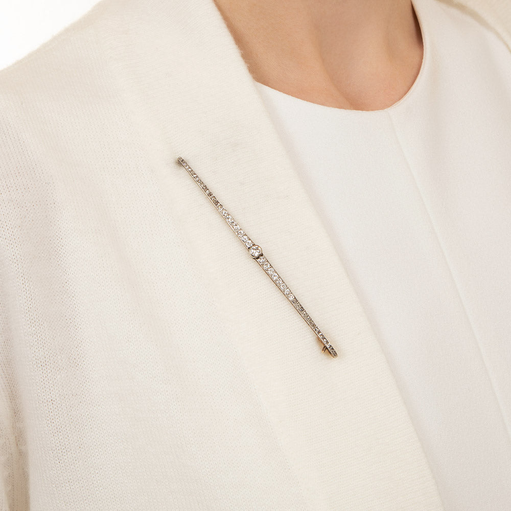 Extra Long Edwardian Diamond Bar Pin - 4