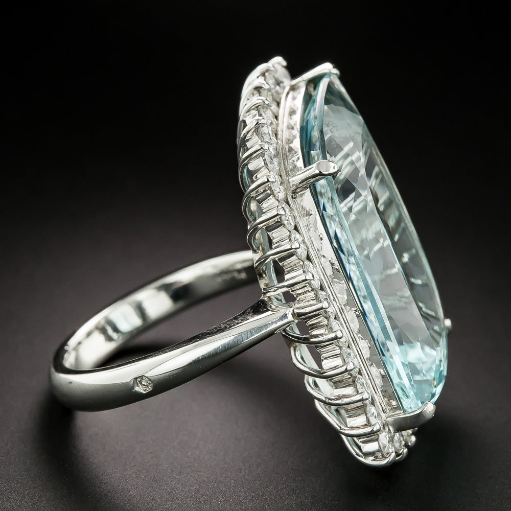 Fancy 17.48 Carat Aquamarine and Diamond Cocktail Ring - 4