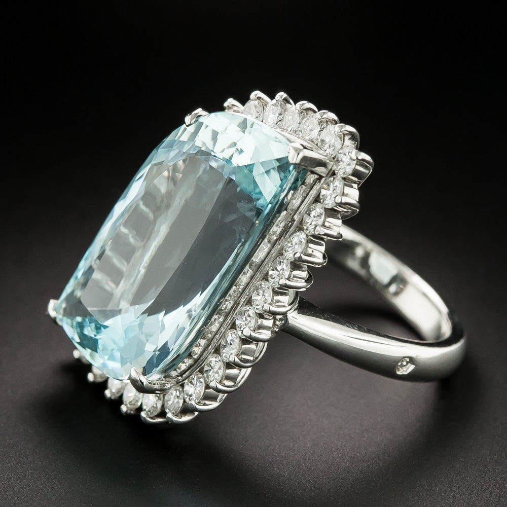 Fancy 17.48 Carat Aquamarine and Diamond Cocktail Ring - 5