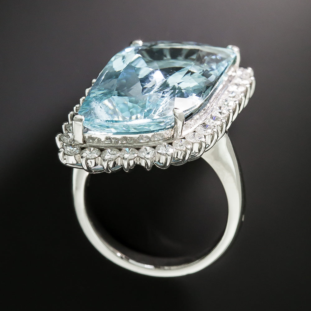 Fancy 17.48 Carat Aquamarine and Diamond Cocktail Ring - 6