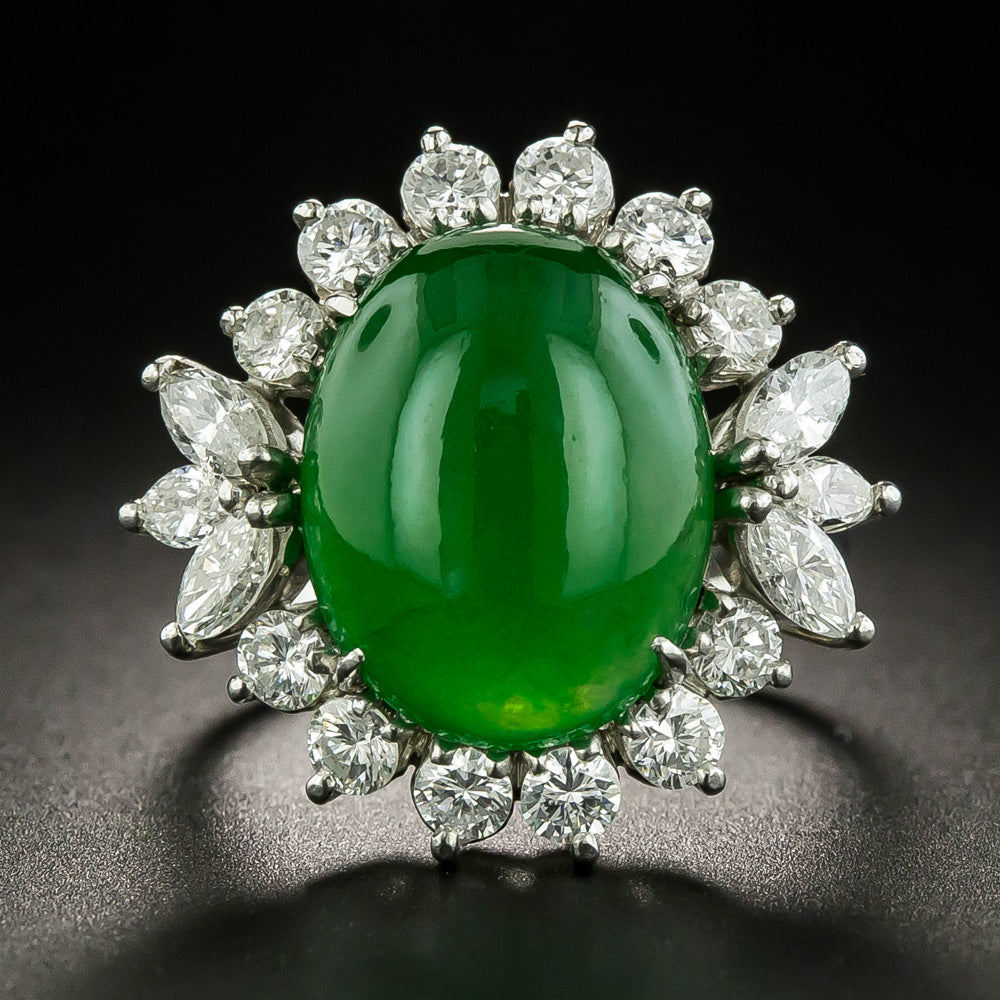 Estate Jade and Diamond Ring - GIA 7.95 Carat - 2