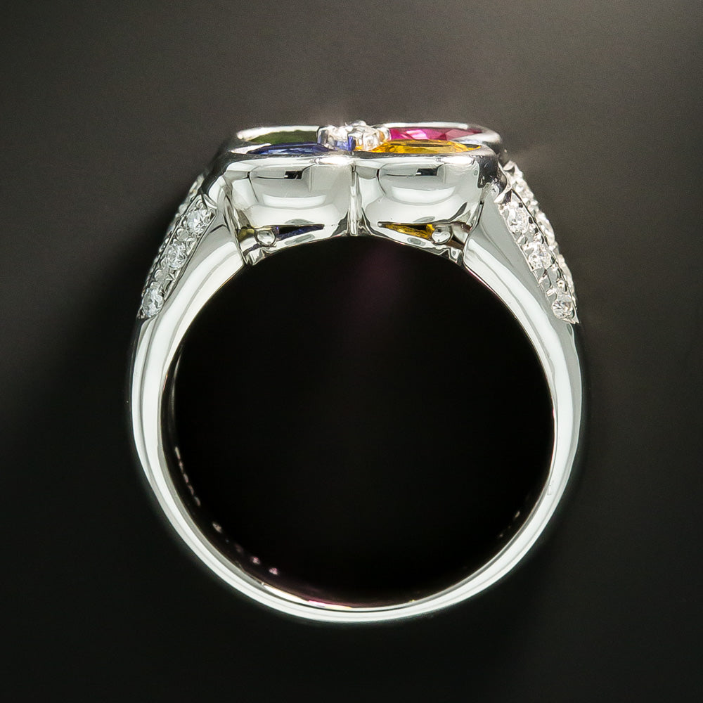 Four Color Sapphire and Diamond Ring - 4