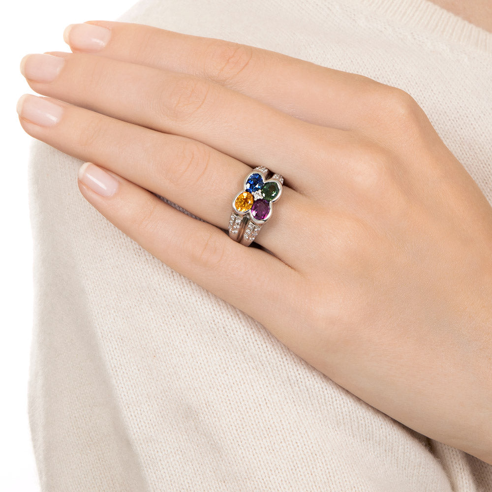 Four Color Sapphire and Diamond Ring - 5