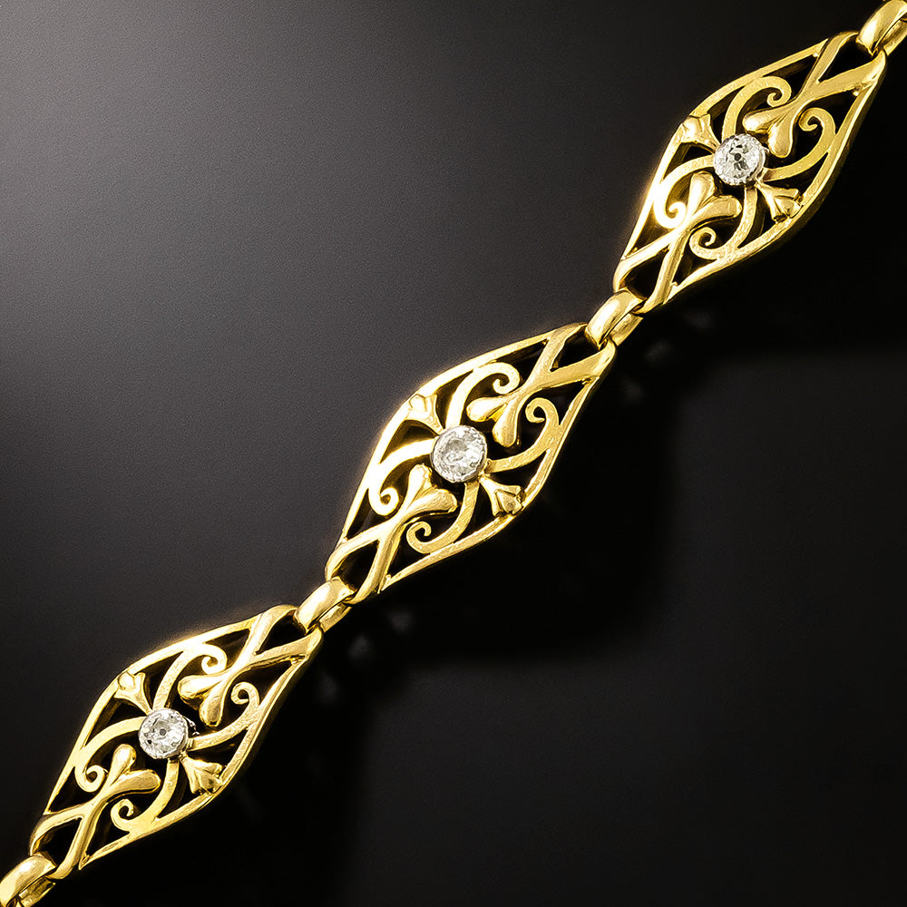 French 18K Diamond Bracelet, Circa 1900 - 3