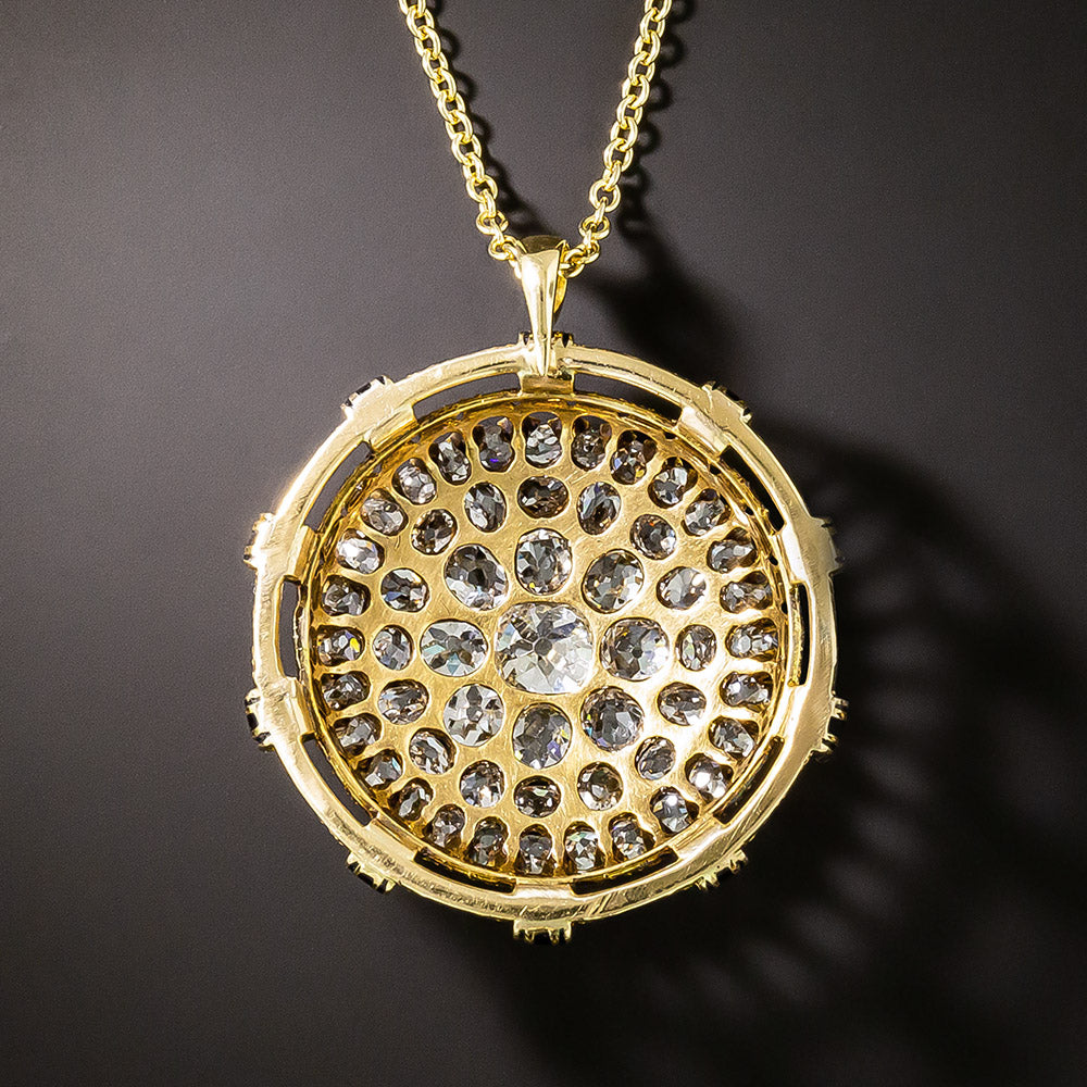 French 19th Century Diamond and Enamel Circle Cluster Pendant - 3