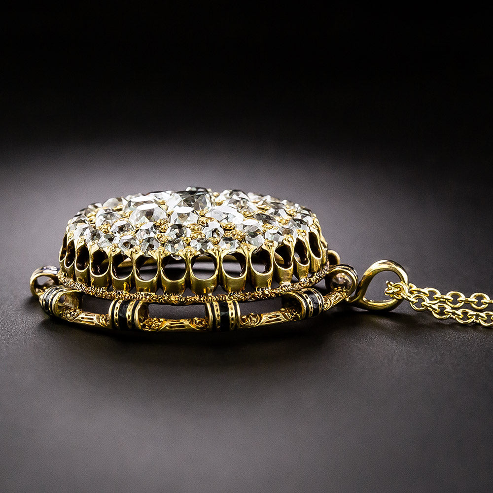 French 19th Century Diamond and Enamel Circle Cluster Pendant - 4
