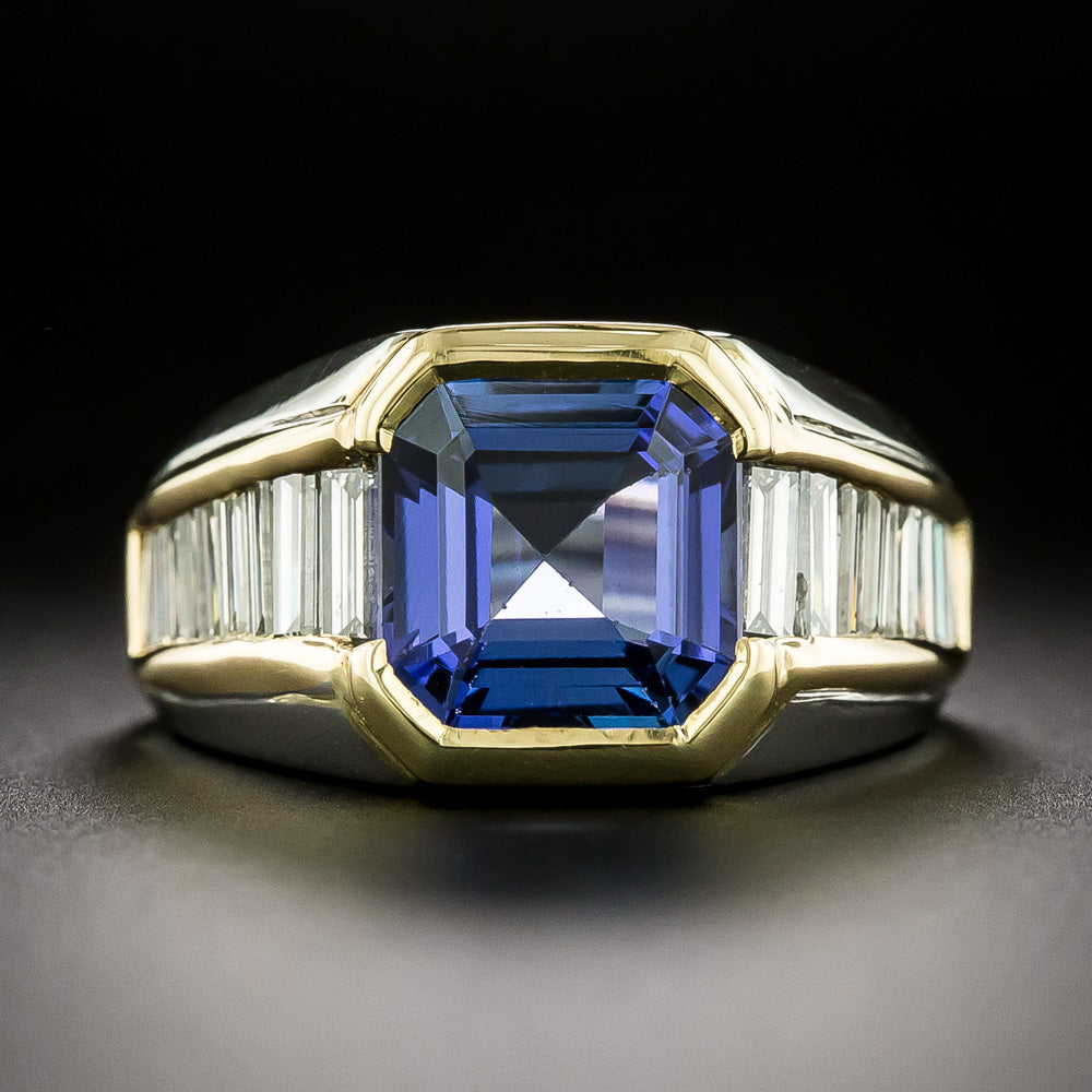 French 4.35 Carat Tanzanite and Diamond Ring - 3