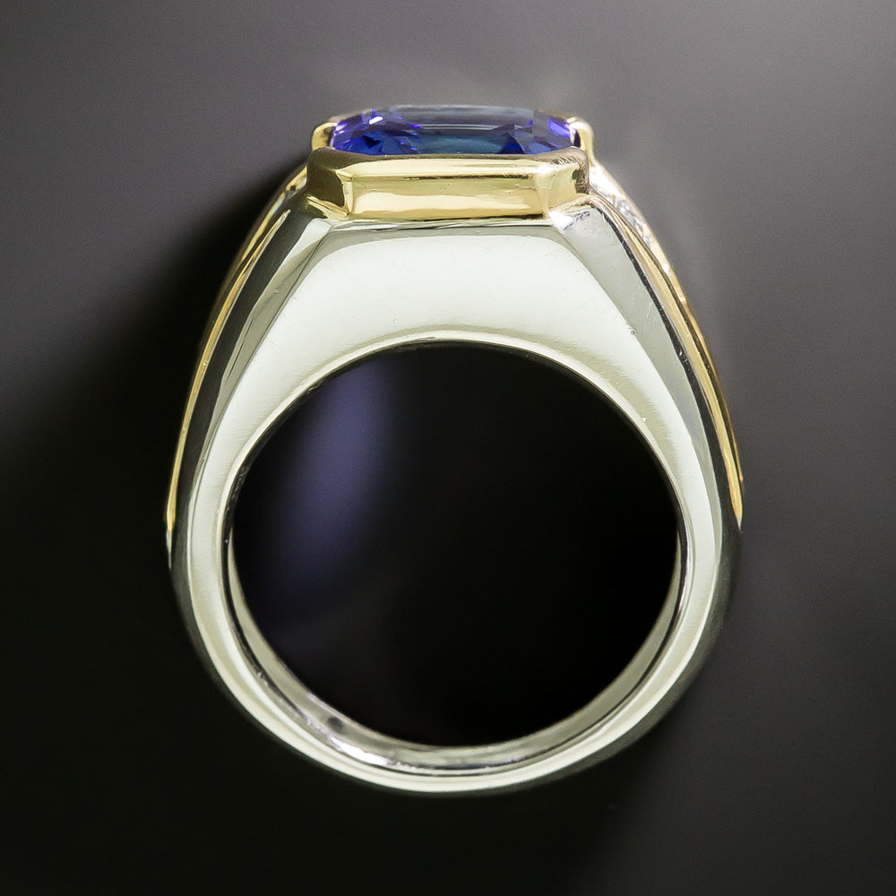 French 4.35 Carat Tanzanite and Diamond Ring - 5