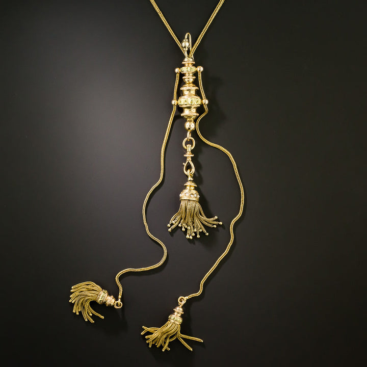 French Antique 18K Long Tassel Necklace