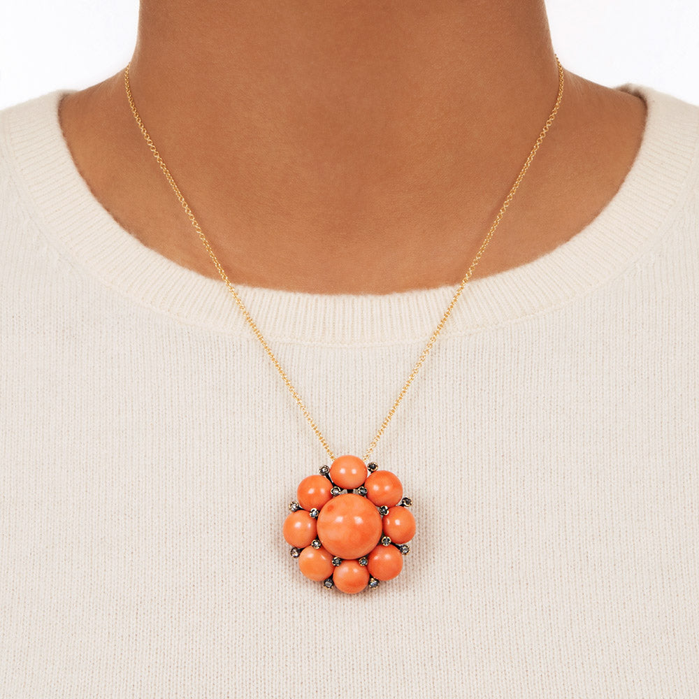 French Antique Coral Cluster Pendant/Brooch - 5