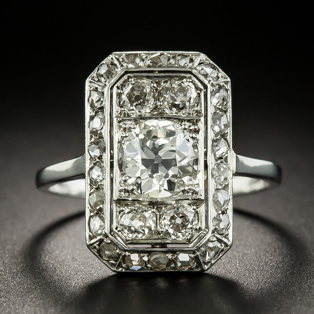 French Art Deco .91 Carat Center Diamond Dinner Ring - 1