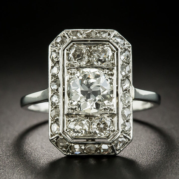 French Art Deco .91 Carat Center Diamond Dinner Ring