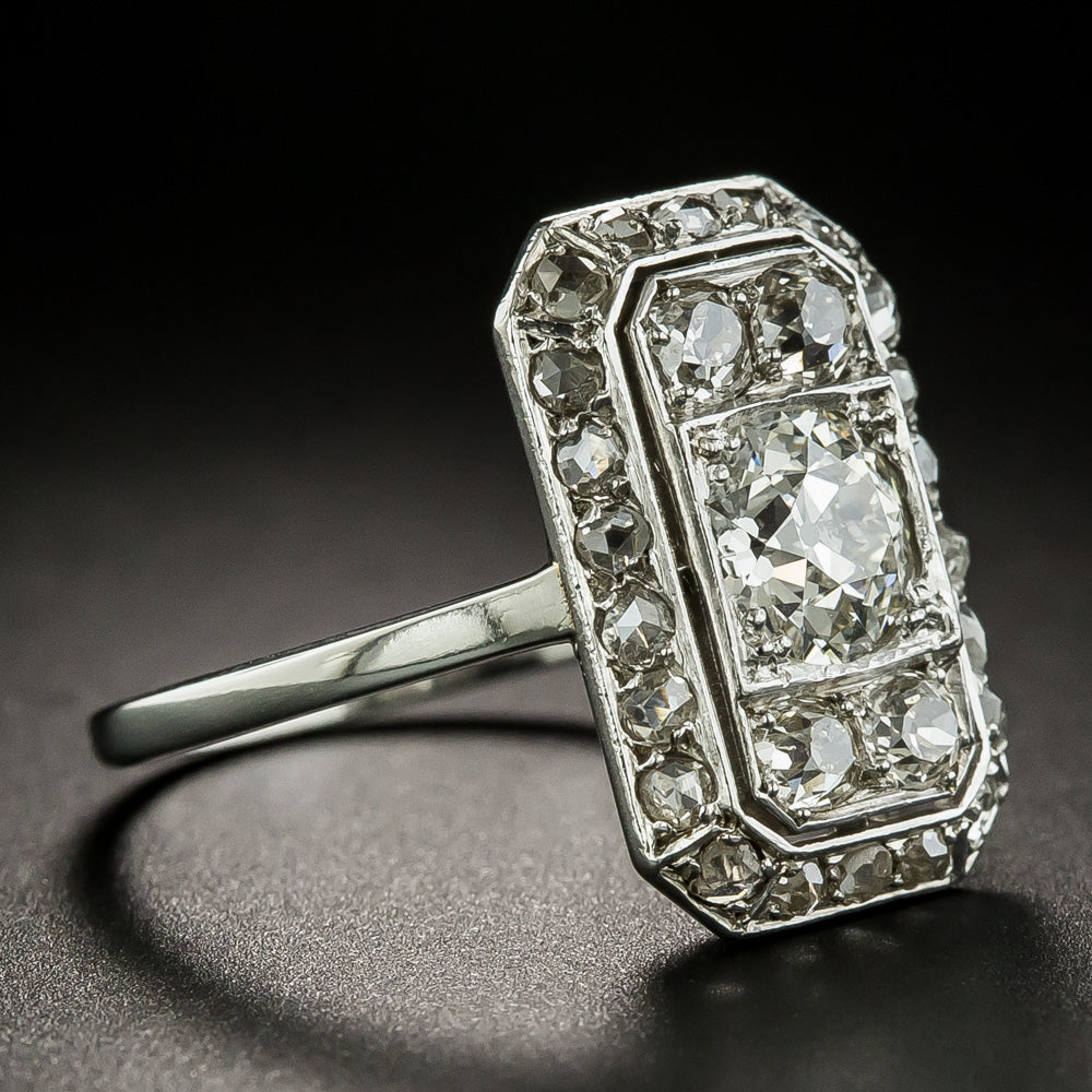 French Art Deco .91 Carat Center Diamond Dinner Ring - 2