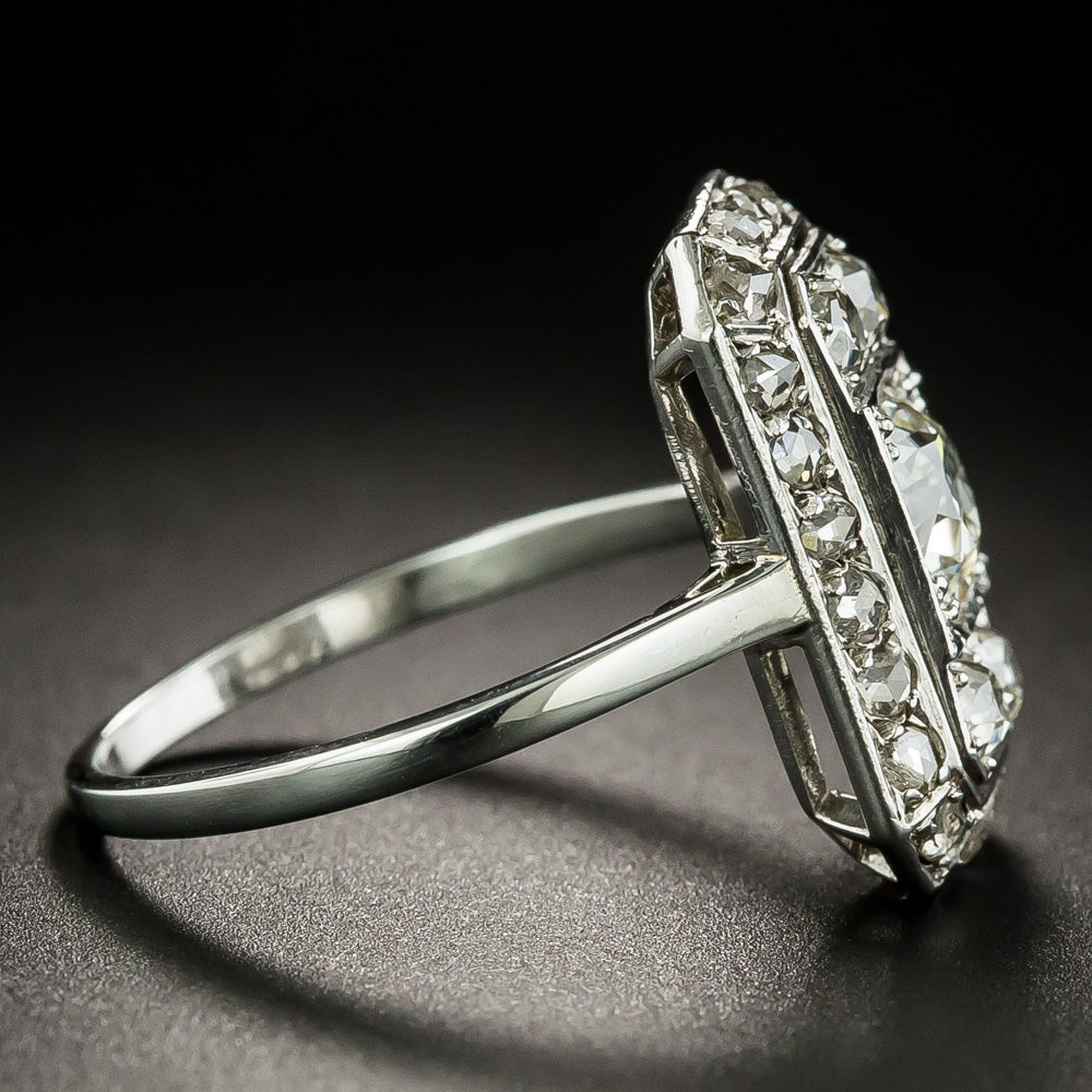 French Art Deco .91 Carat Center Diamond Dinner Ring - 3