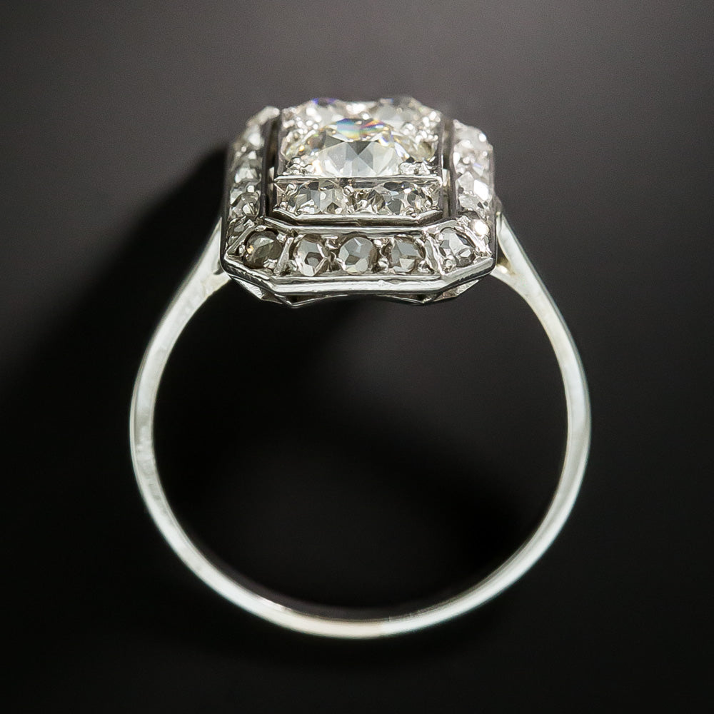 French Art Deco .91 Carat Center Diamond Dinner Ring - 4