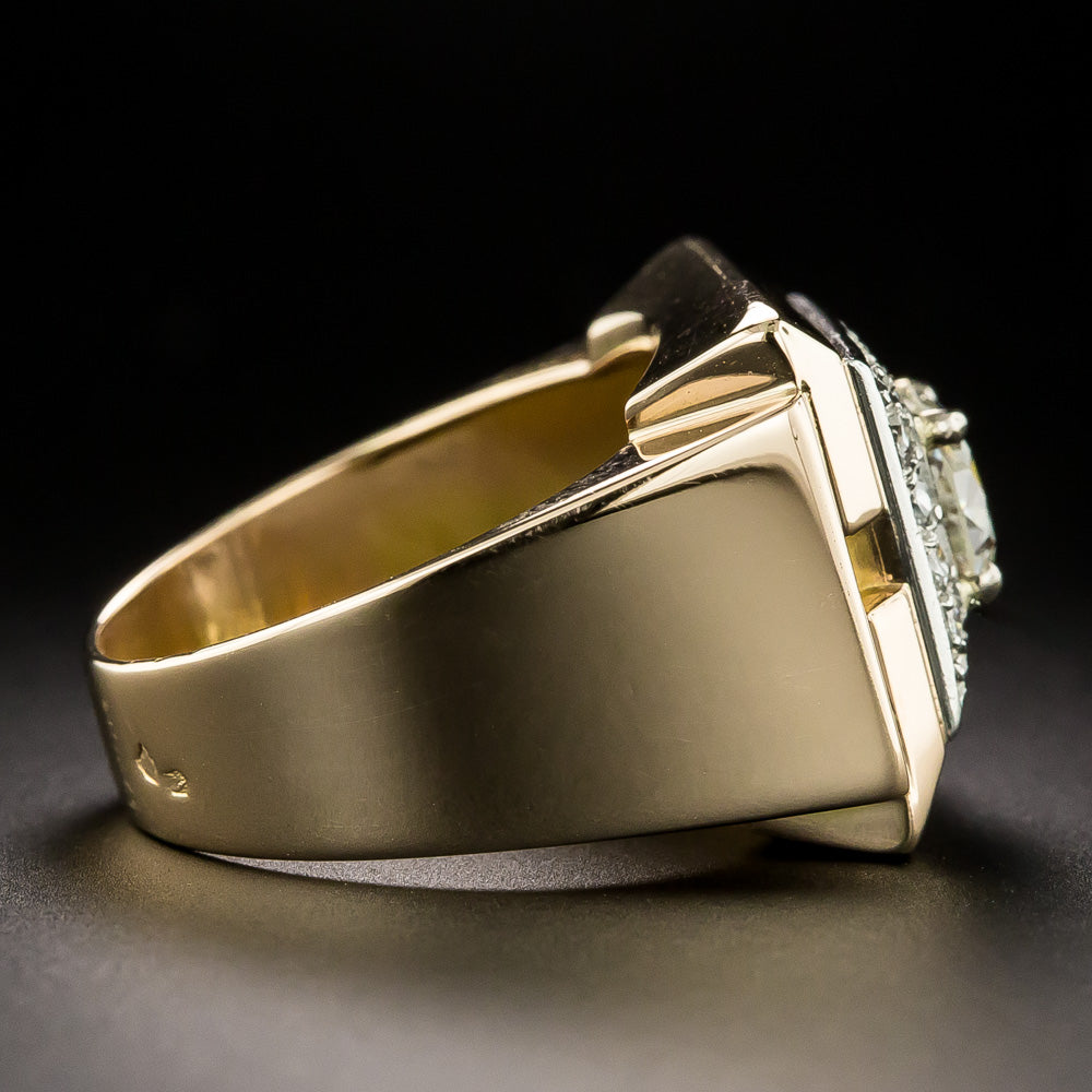 French Art Deco .95 Carat Center Diamond  Ring - 4