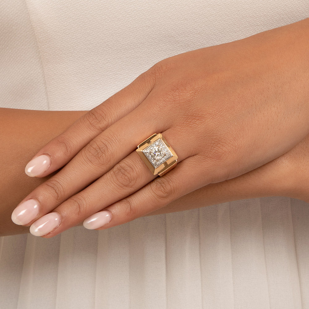 French Art Deco .95 Carat Center Diamond  Ring - 6