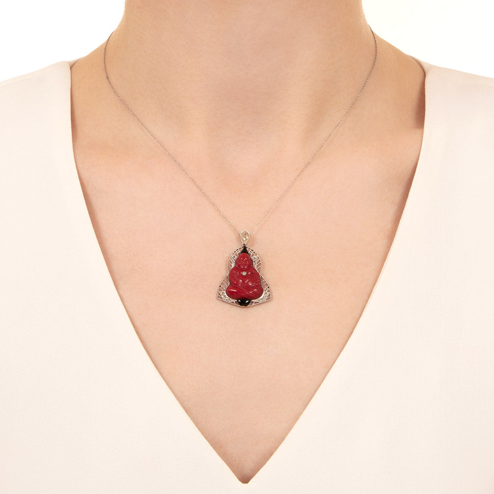 French Art Deco Buddha Necklace - 4