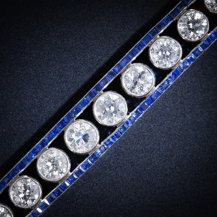 French Art Deco Diamond and Sapphire Bracelet
