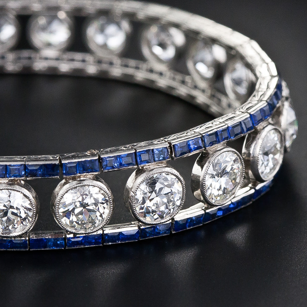 French Art Deco Diamond and Sapphire Bracelet - 3
