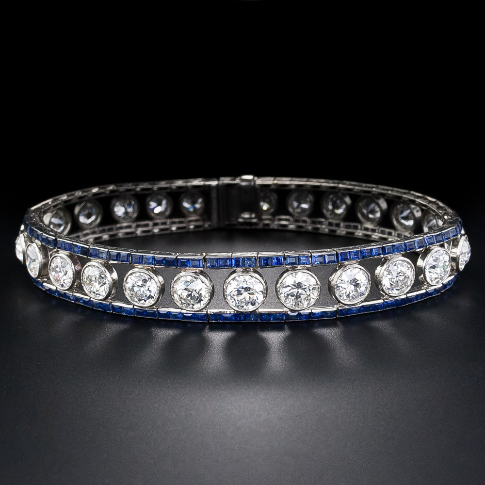 French Art Deco Diamond and Sapphire Bracelet - 4