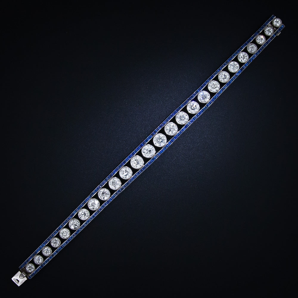 French Art Deco Diamond and Sapphire Bracelet - 5