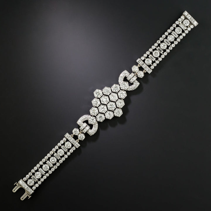 French Art Deco Diamond Honeycomb Bracelet - 23.00 Carats