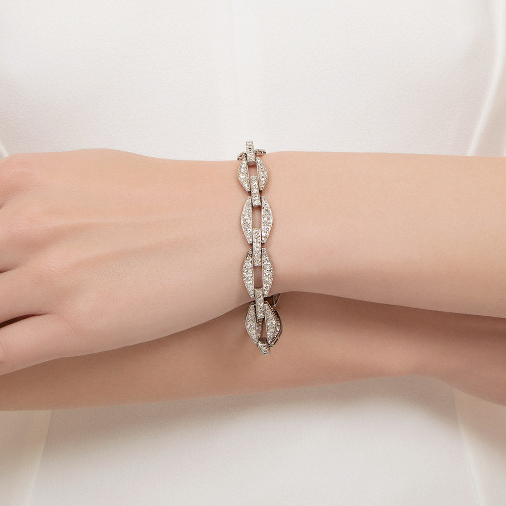 French Art Deco Diamond Link Bracelet - 4