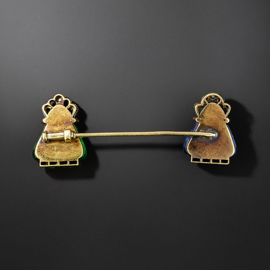 French Art Deco Double Buddha Jabot Pin - 5