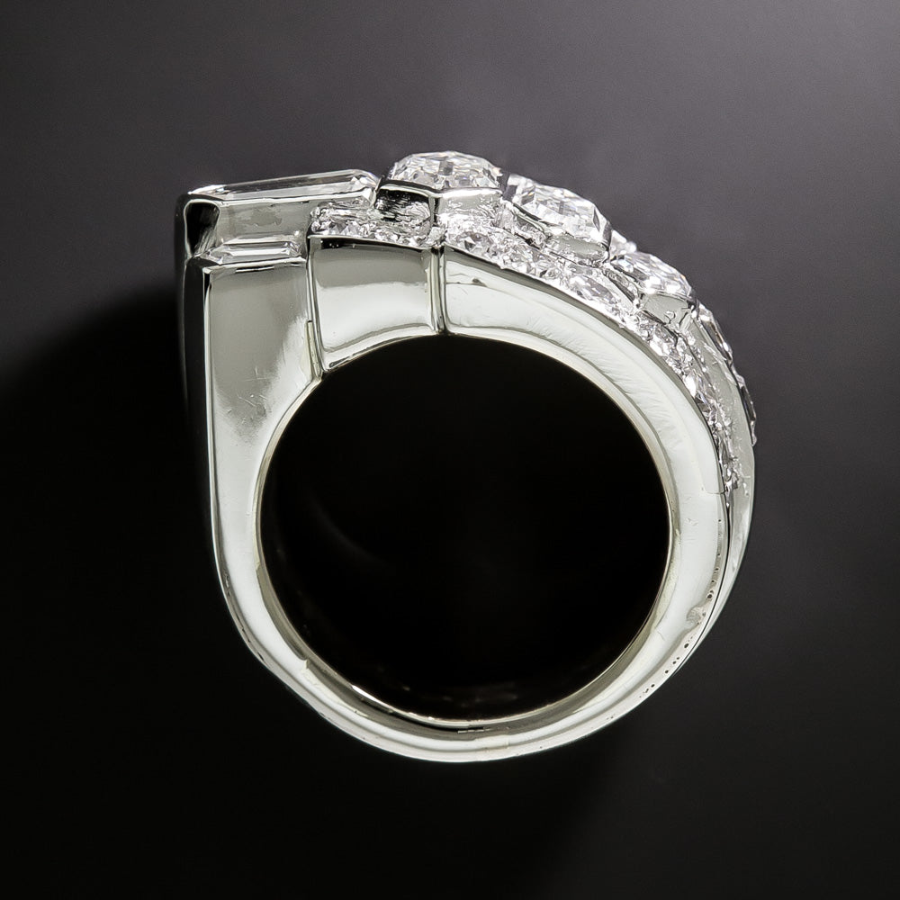 French Art Deco Geometric Diamond Ring - 4