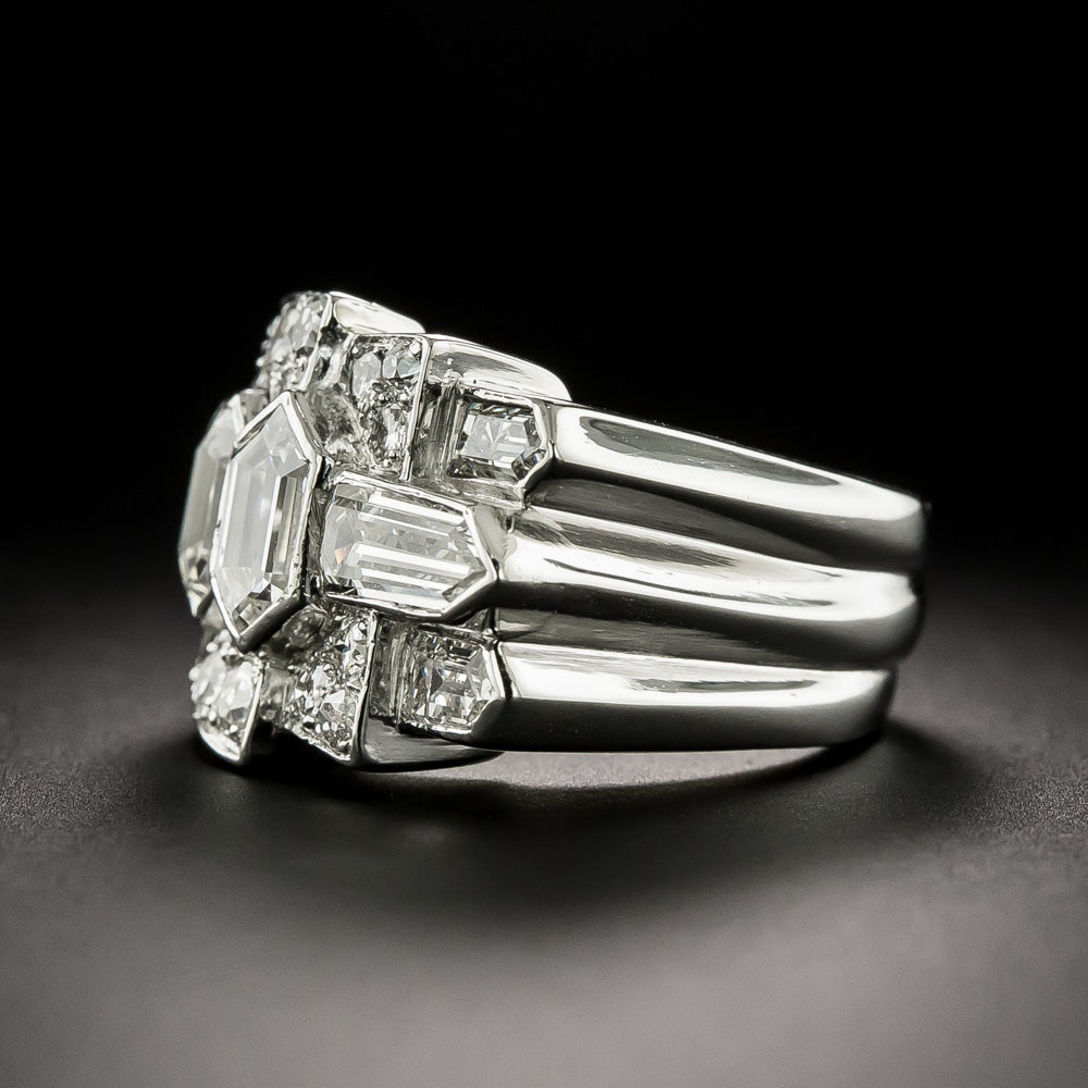 French Art Deco Geometric Diamond Ring - 2