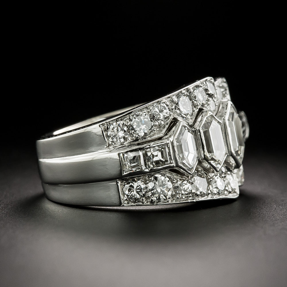 French Art Deco Geometric Diamond Ring - 3