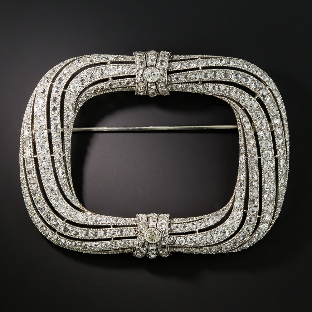 Belle Epoque Large Platinum Diamond Frame Brooch - 1