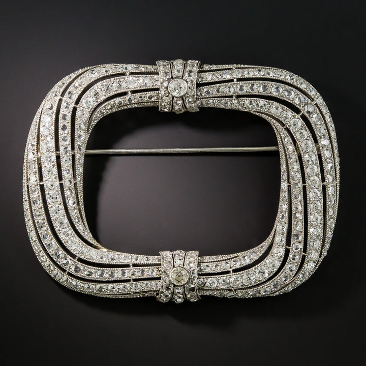 French Art Deco Large Diamond Brooch