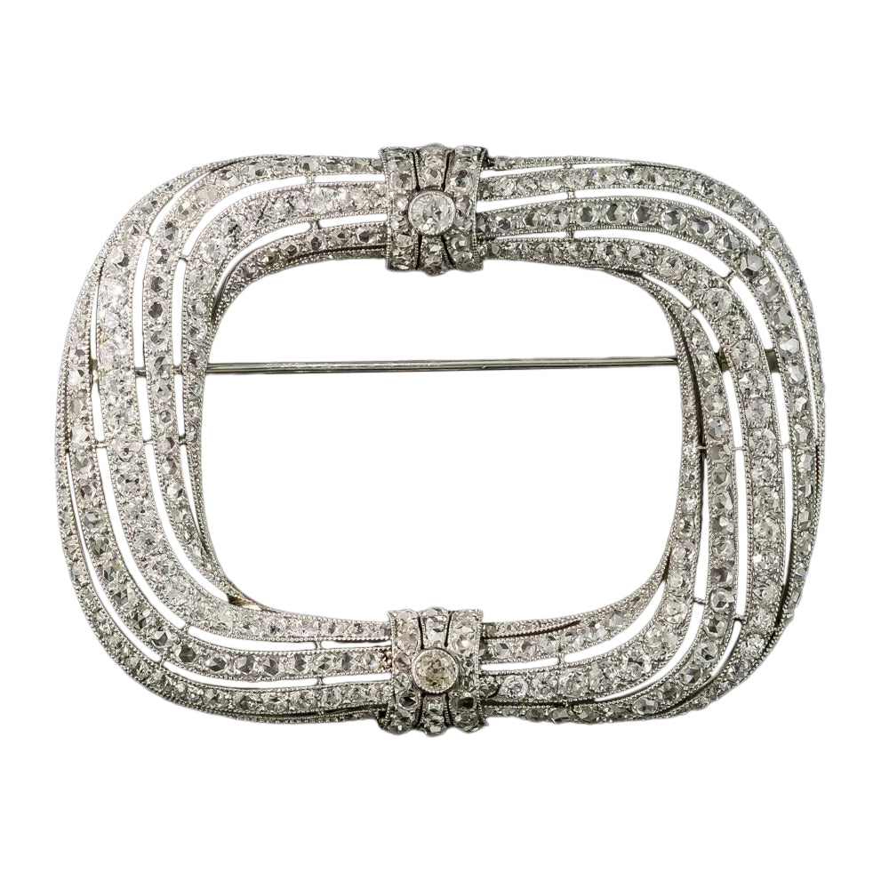 French Art Deco Large Diamond Brooch - 4