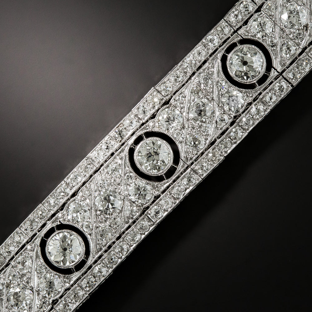 French Art Deco Platinum Diamond Bracelet - 20.00 Carats - 4