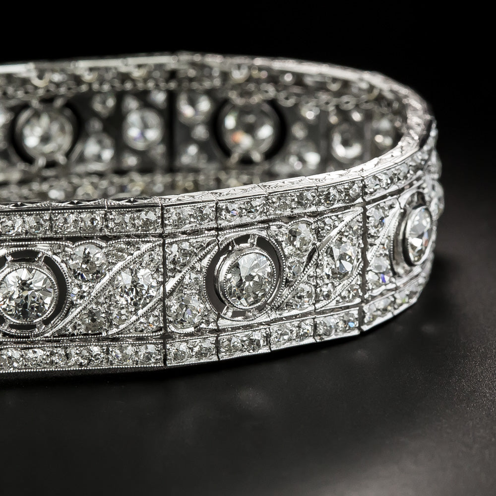 French Art Deco Platinum Diamond Bracelet - 20.00 Carats - 5