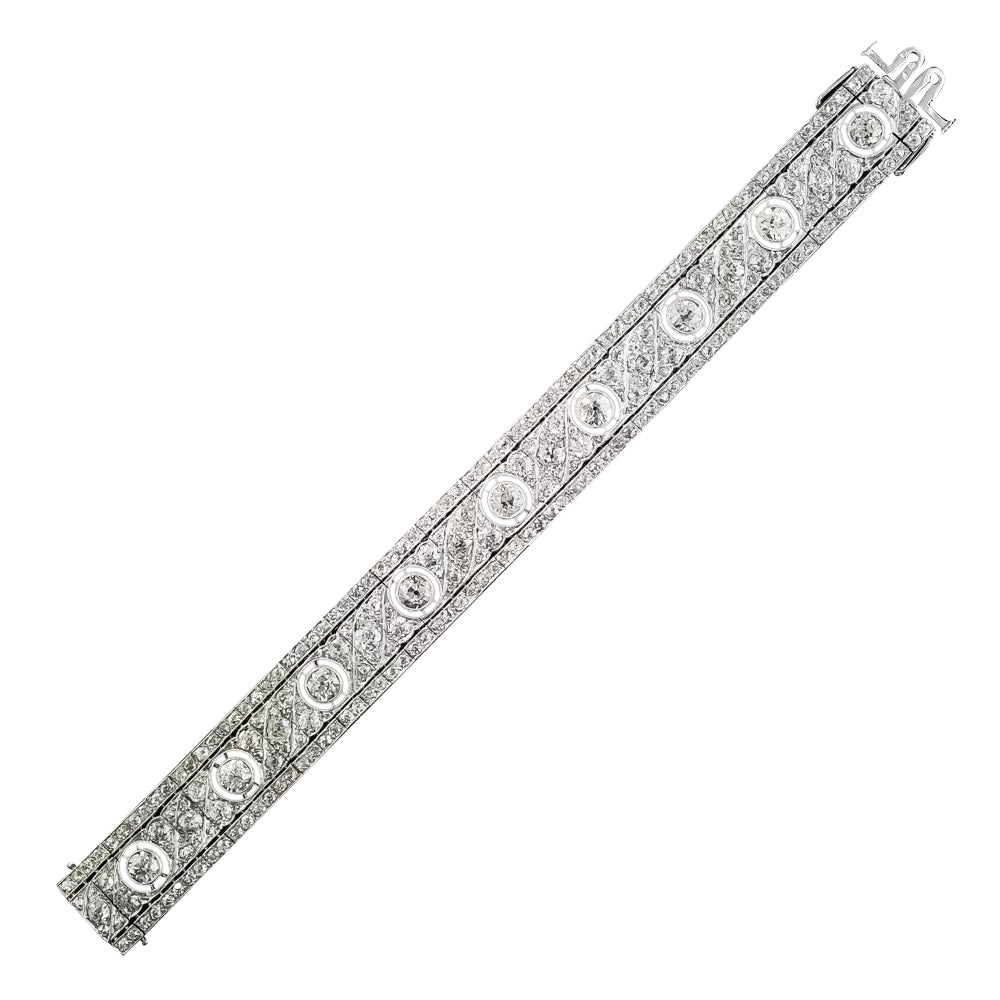 French Art Deco Platinum Diamond Bracelet - 20.00 Carats - 6