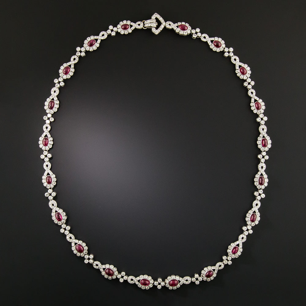French Art Deco Ruby and Diamond Necklace - AGL - 3