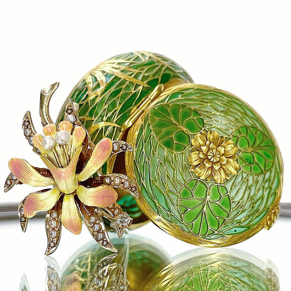 French Art Nouveau Plique-à-Jour Pill Box - 16