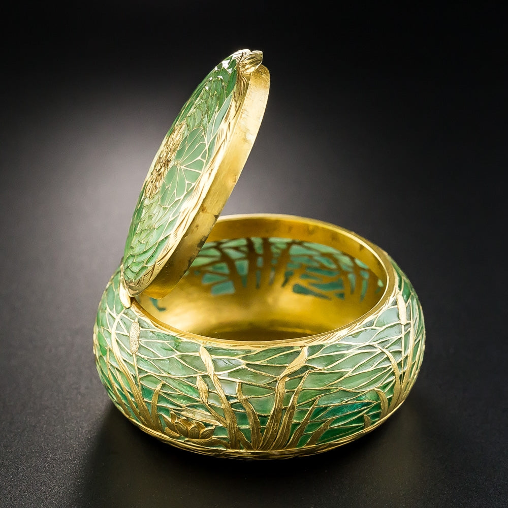 French Art Nouveau Plique-à-Jour Pill Box - 3