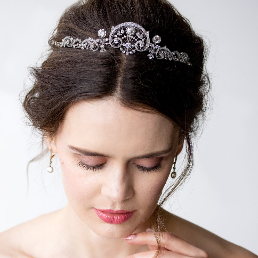 French Belle Epoque Convertible Diamond Necklace/Tiara - GIA - 11