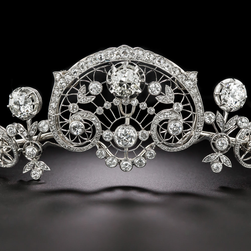 French Belle Epoque Convertible Diamond Necklace/Tiara - GIA - 2