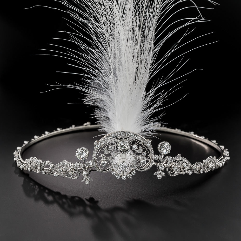 French Belle Epoque Convertible Diamond Necklace/Tiara - GIA - 3