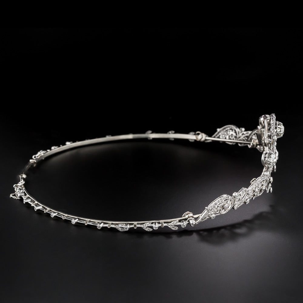French Belle Epoque Convertible Diamond Necklace/Tiara - GIA - 5