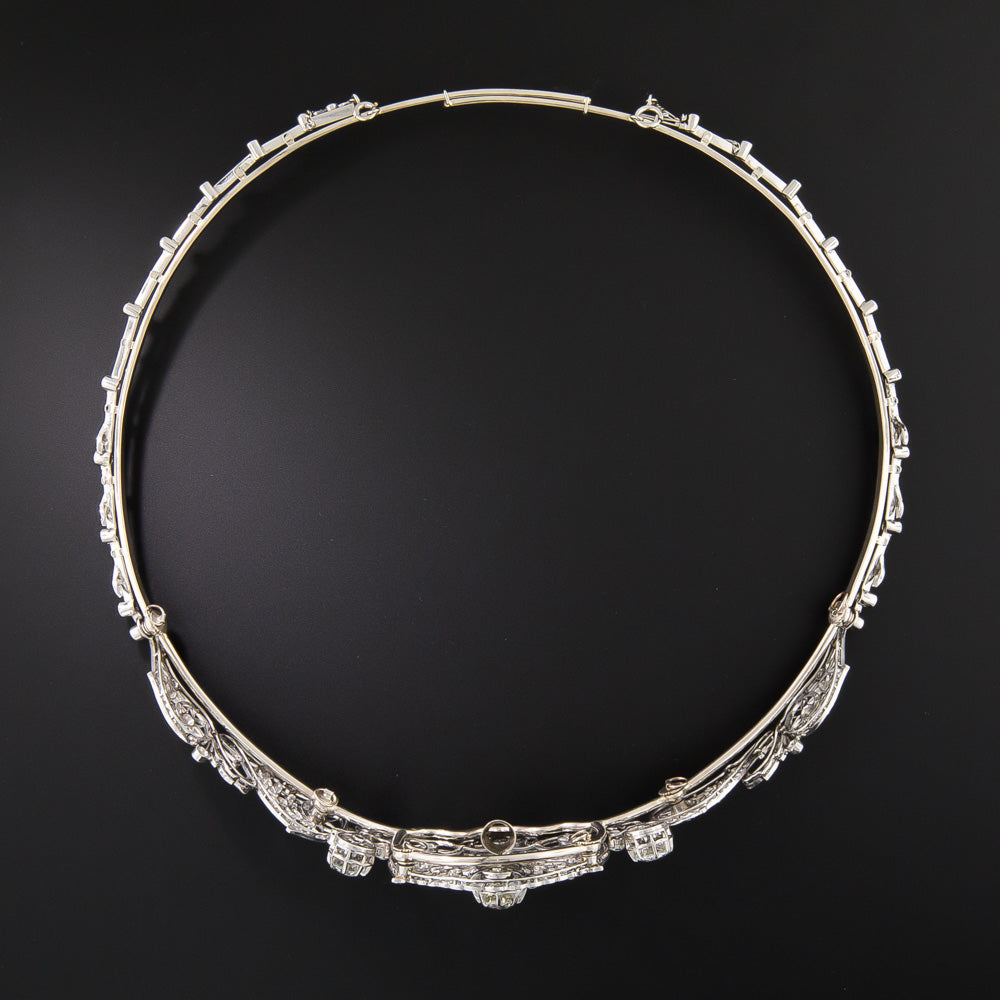 French Belle Epoque Convertible Diamond Necklace/Tiara - GIA - 6