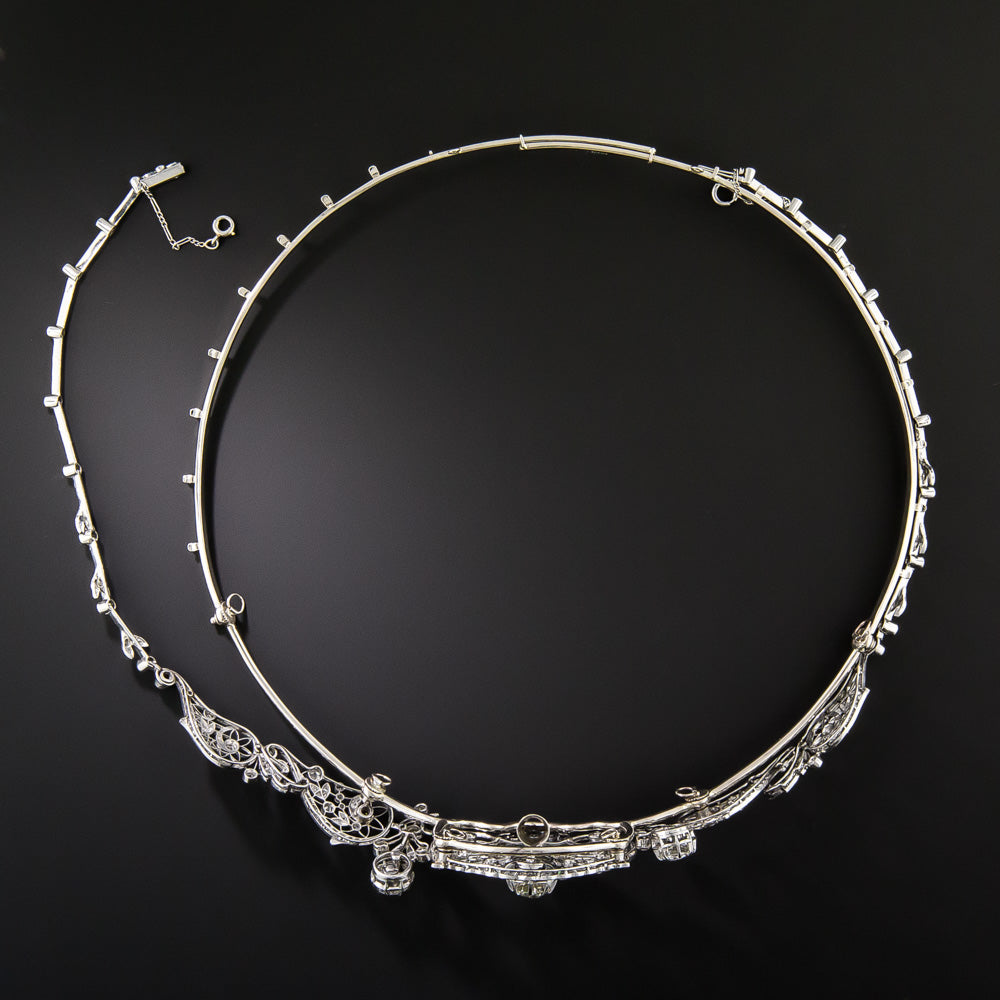 French Belle Epoque Convertible Diamond Necklace/Tiara - GIA - 7