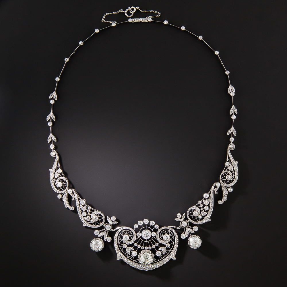 French Belle Epoque Convertible Diamond Necklace/Tiara - GIA - 8