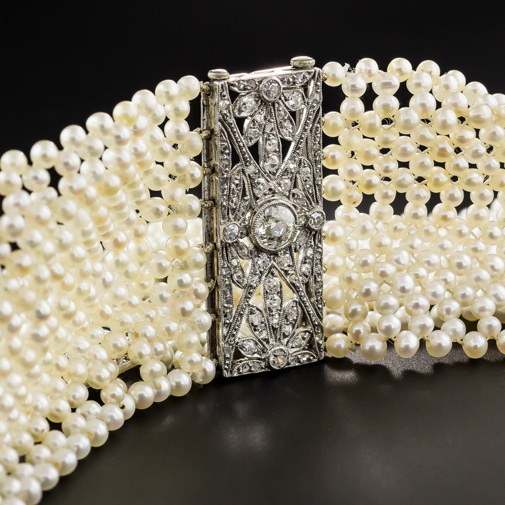 French Belle Èpoque Diamond and Seed Pearl Choker - 6