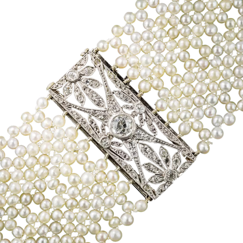 French Belle Èpoque Diamond and Seed Pearl Choker - 7